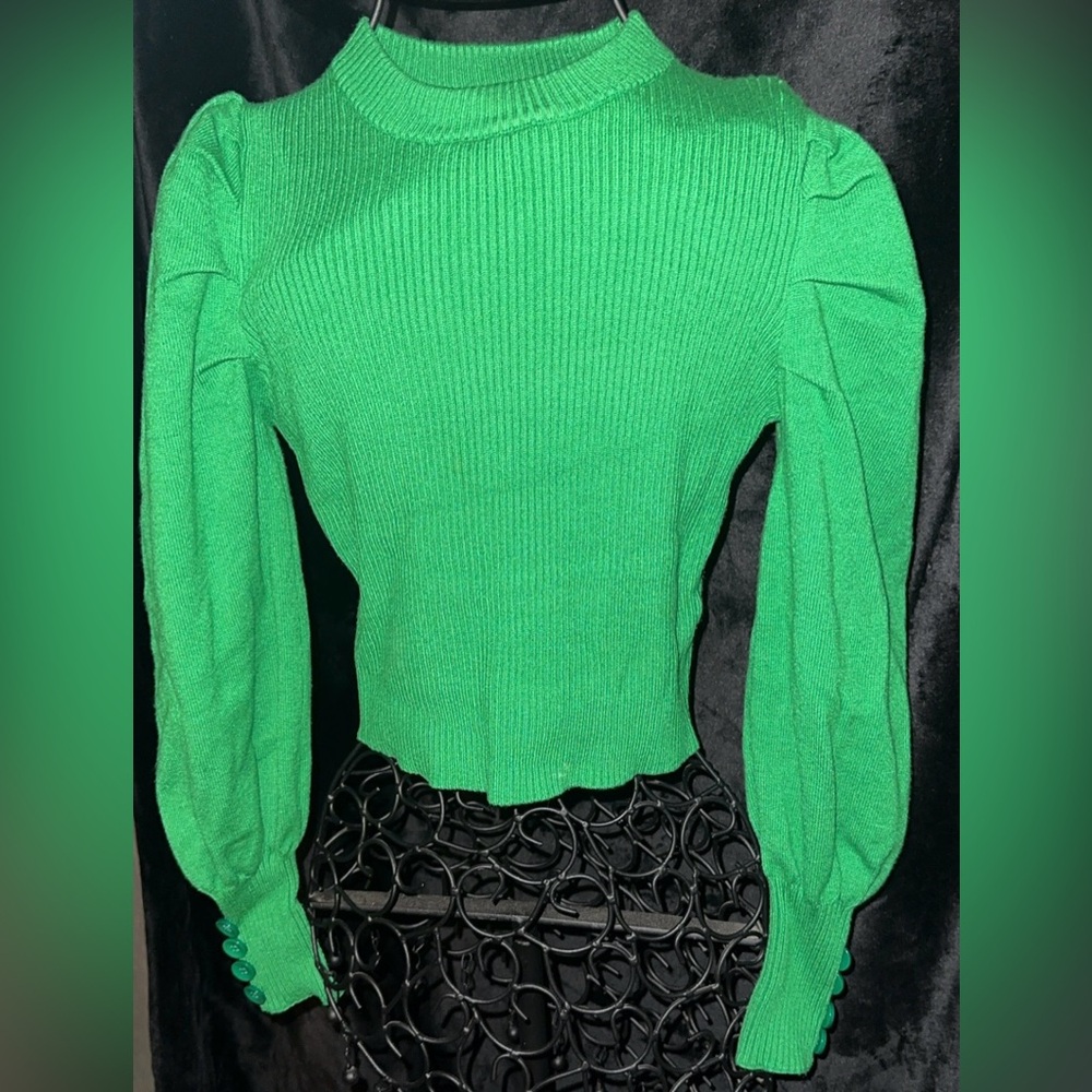 Elegant Green Crew Neck Sweater